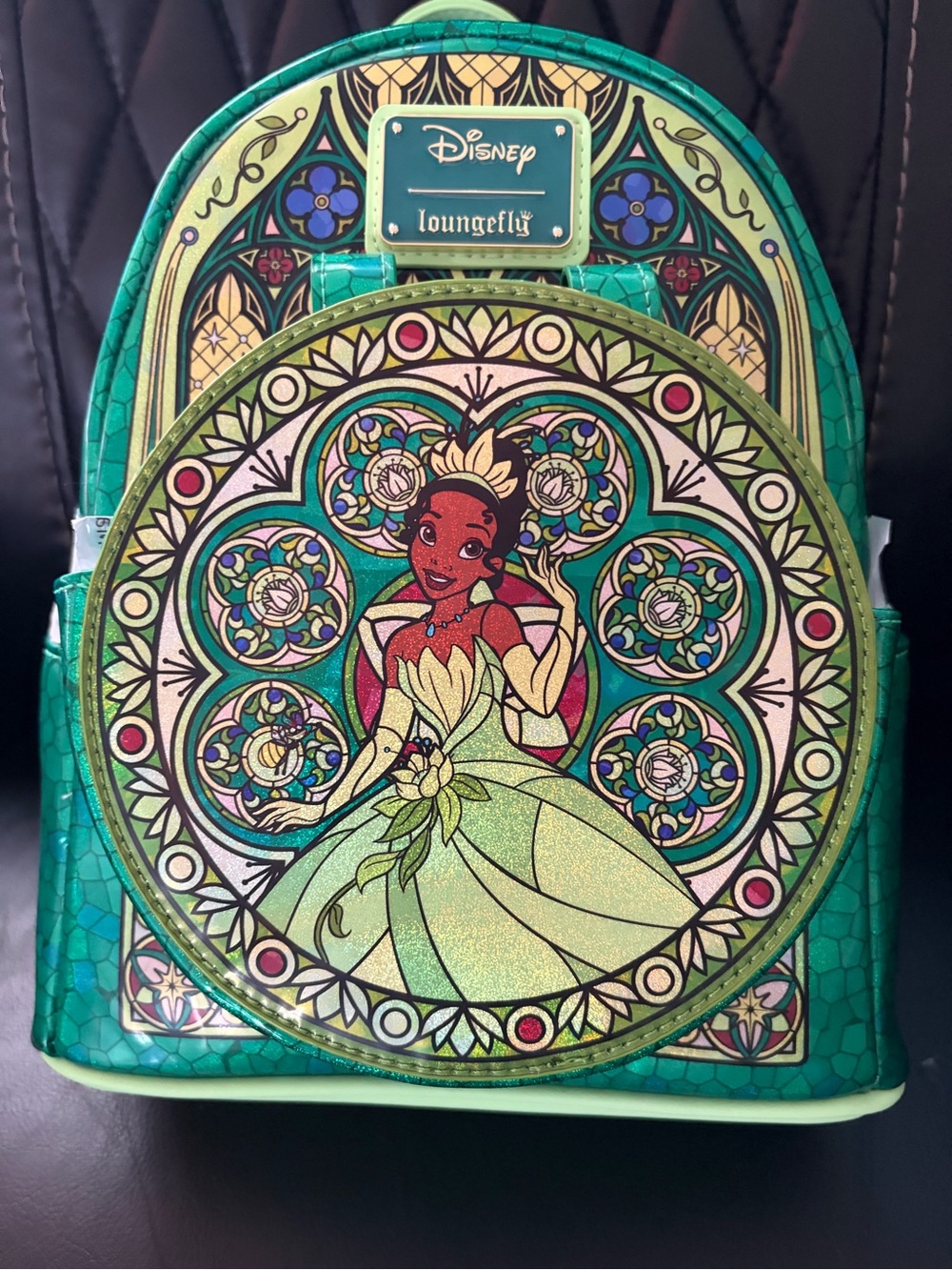 Loungefly Green Tiana Stained Glass Mini Backpack